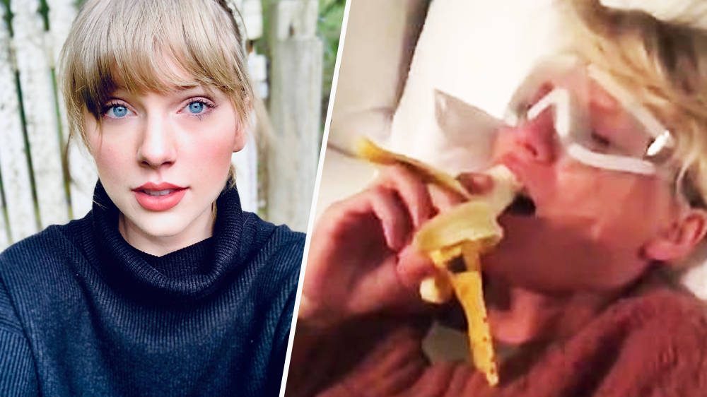 Watch Taylor Swift Sobs Over A Banana After Having Laser Eye Surgery