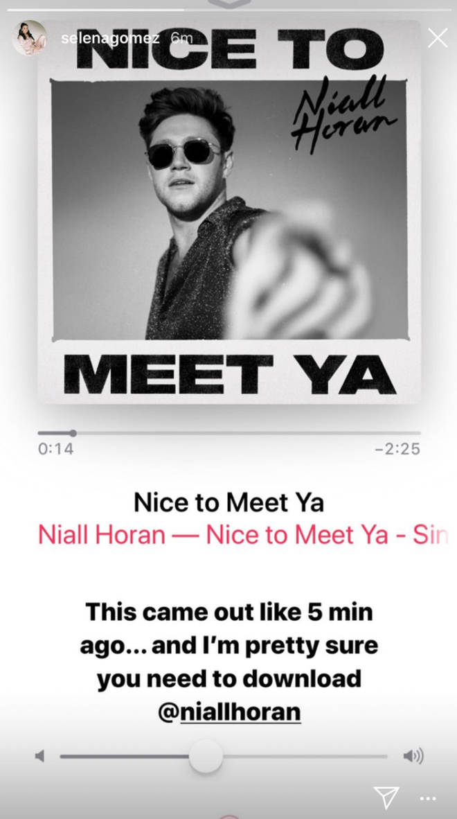 Selena Gomez promotes Niall Horan's single 'Nice To Meet Ya'