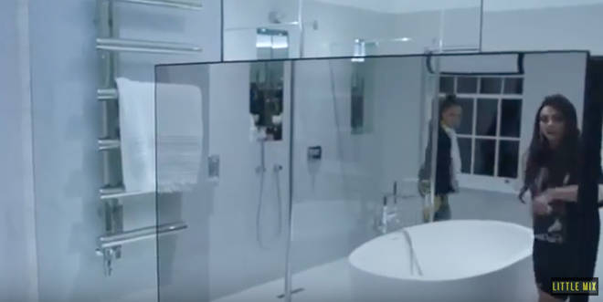 The Little Mix singer's bathroom has a plasma screen TV