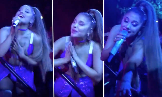 Ariana Grande thanks fans for being gentle during a Sweetener concert