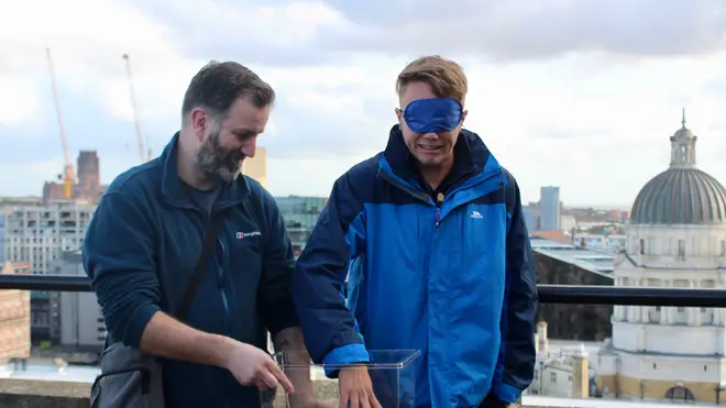 Roman Kemp was blindfolded, when he tried to guess a frog