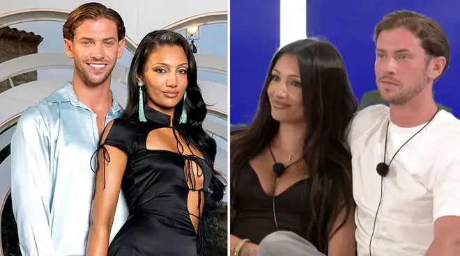 Love Island's Jasmine Müller and Kavan Murphy pictured at the finale and in the villa.