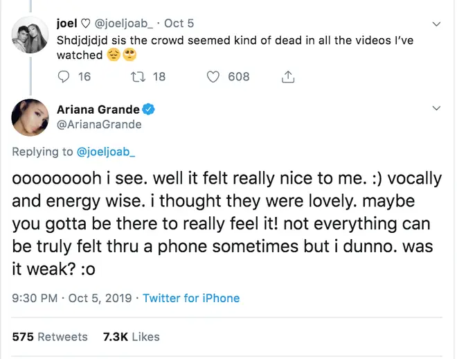 Fans chat to Ariana Grande about her European Sweetener shows