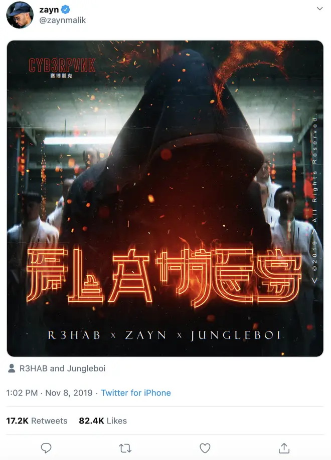 Zayn Malik teased his single 'Flames' on social media