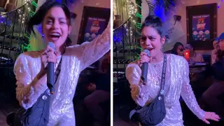 Vanessa Hudgens sang 'Breaking Free' at a karaoke bar