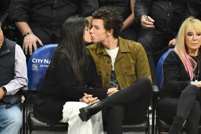 Shawn Mendes & Camila Cabello kiss at an LA Clippers match