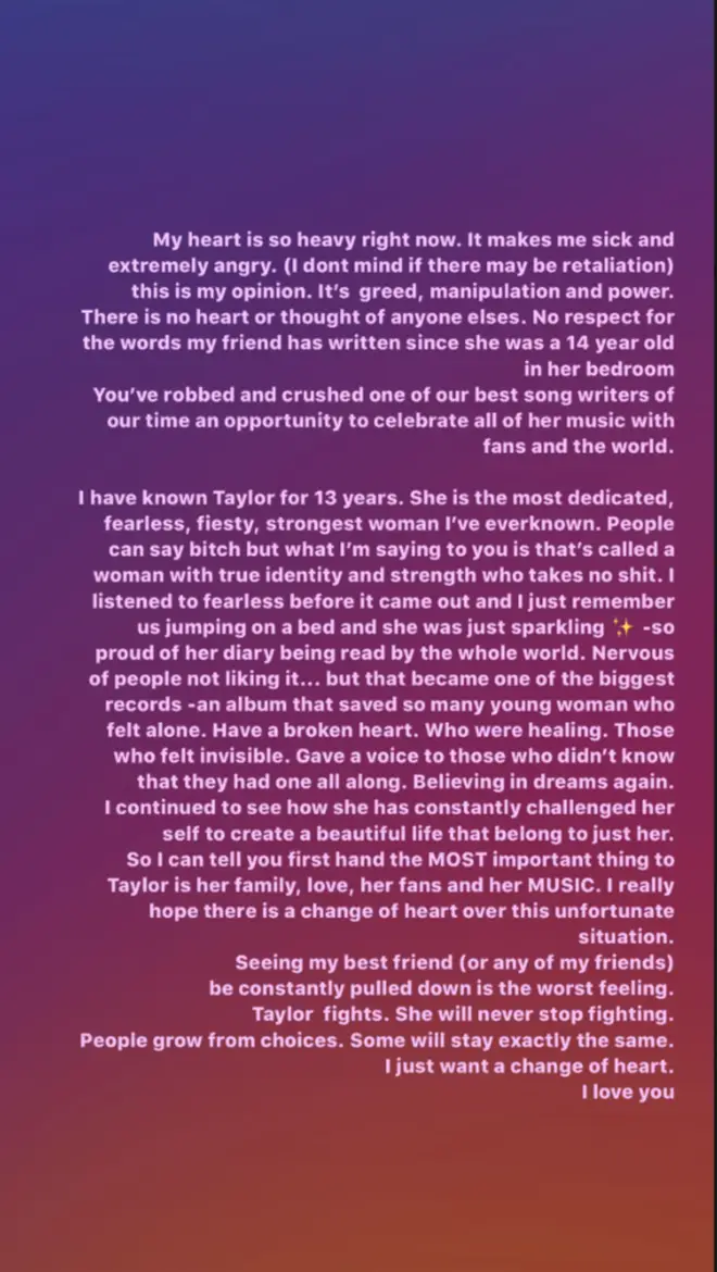 Selena Gomez posts statement regarding Taylor Swift's music feud