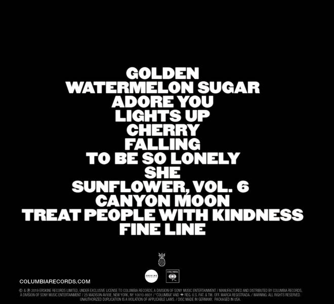 The track list for 'Fine Line'