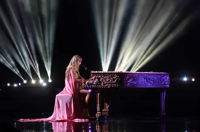 Taylor Swift also had her old album names etched into a grand piano